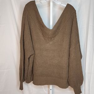 Zenana Brown Off the Shoulder Sweater 3x